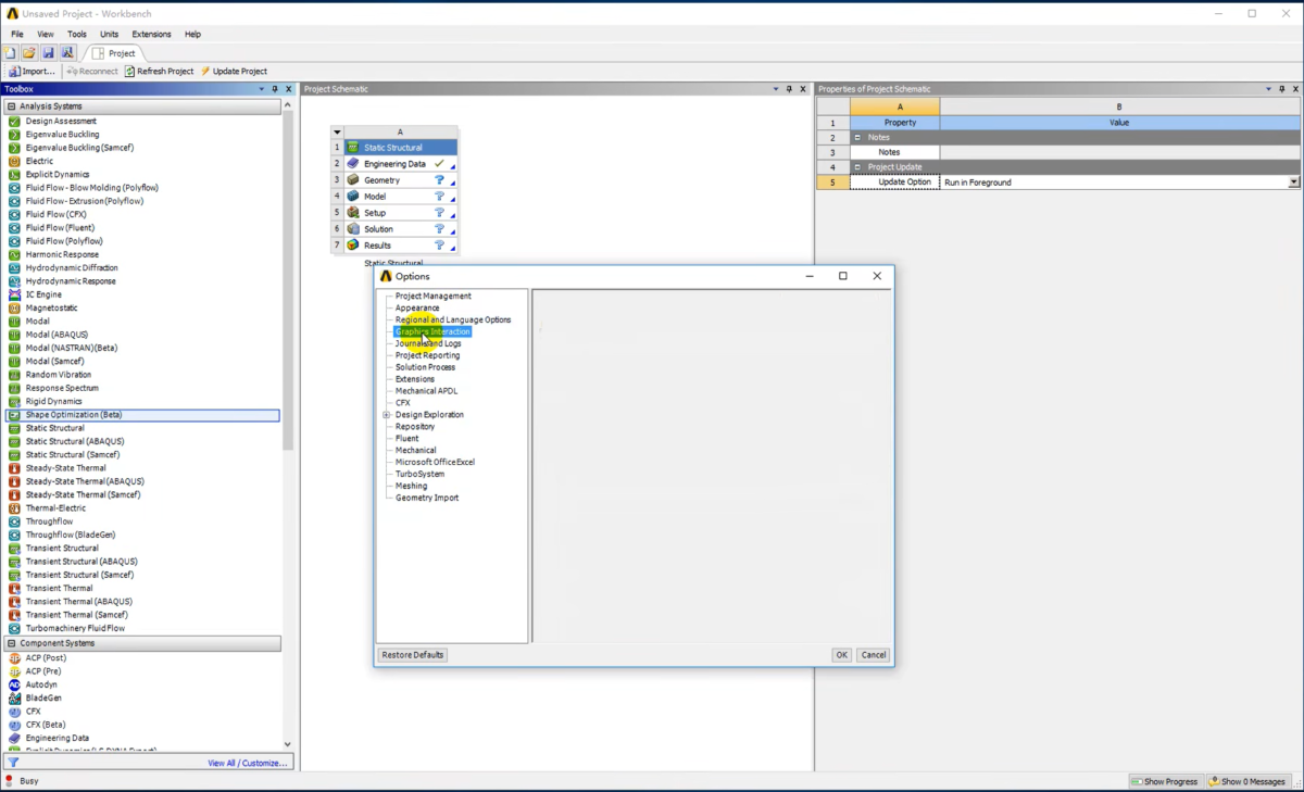 ANSYS Workbench 操作界面 01