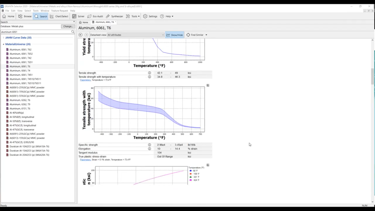 Ansys Granta Selector 操作界面 02