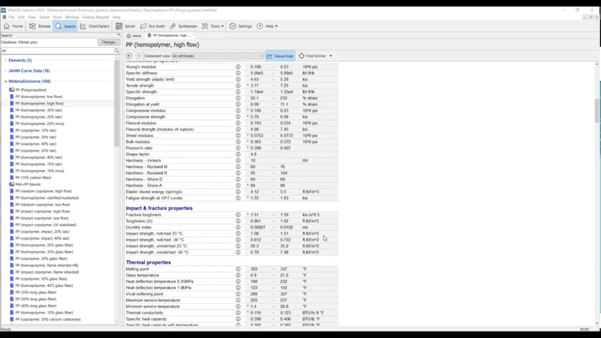 Ansys Granta Selector 操作界面 06