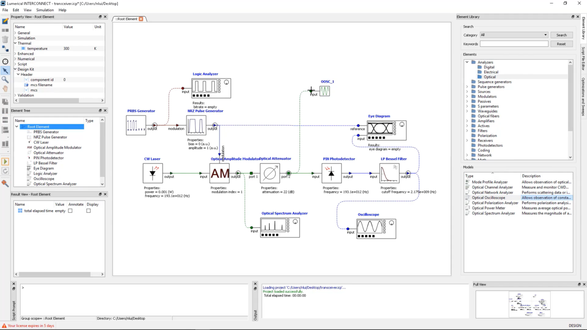 Ansys Lumerical INTERCONNECT 光子集成电路模拟器 操作界面 01