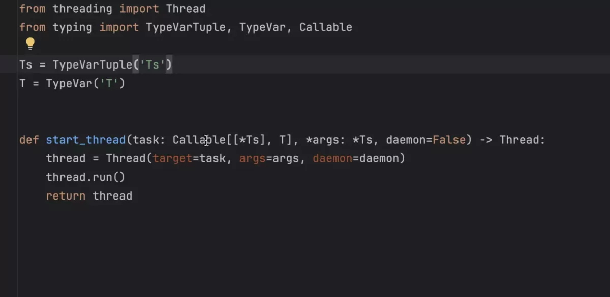 Jetbrains PyCharm PEP 646：可变参数泛型